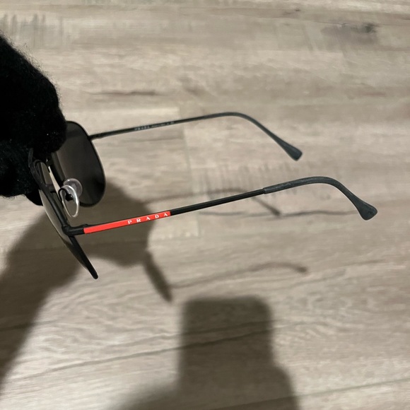 Prada Linea Rosa PolarizedSunglasses 55US 61 Black Matte Grey with Ferrari Red - Picture 3 of 6